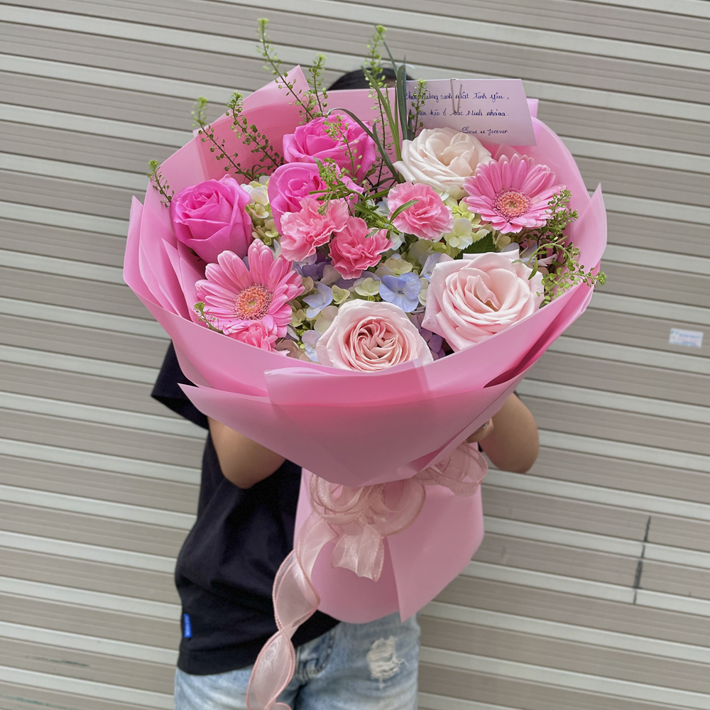 Bó hoa mix màu tông hồng - BH52 6 BH52