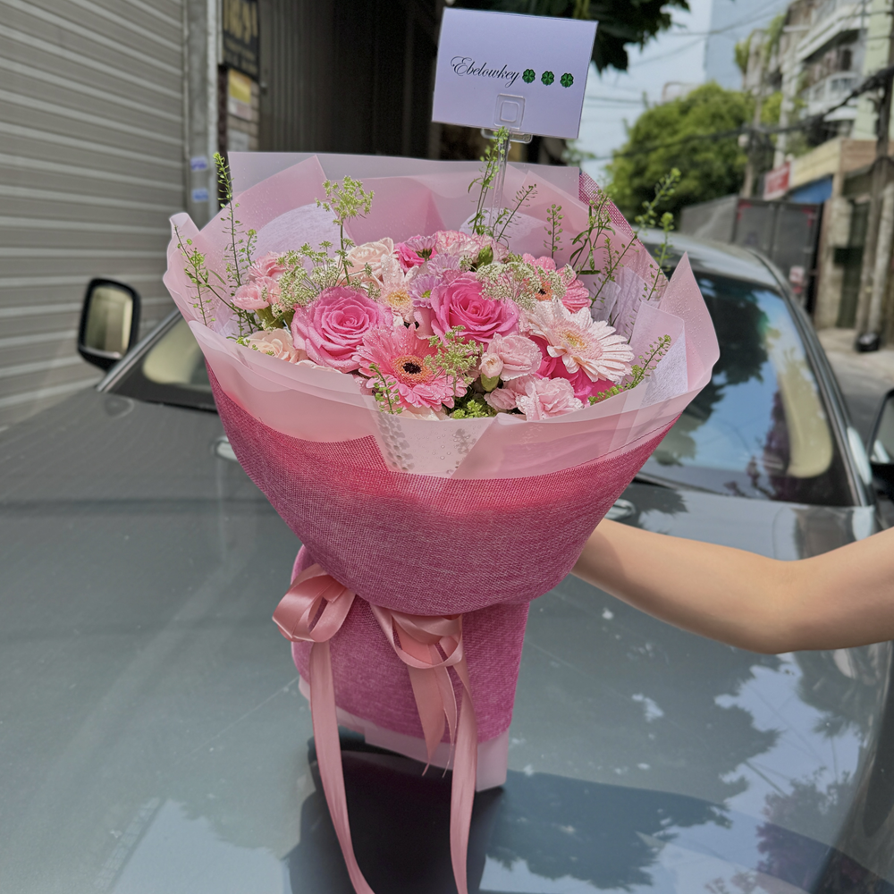 Bó hoa tươi tone hồng - A Kiss - BH056 6 BH56