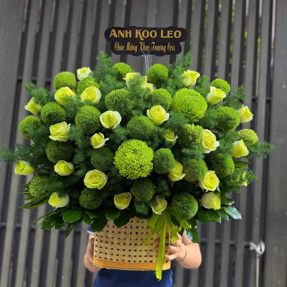 GIỎ HOA TƯƠI TONE XANH LÁ - GREEN GARDEN - GH063 6 GH063