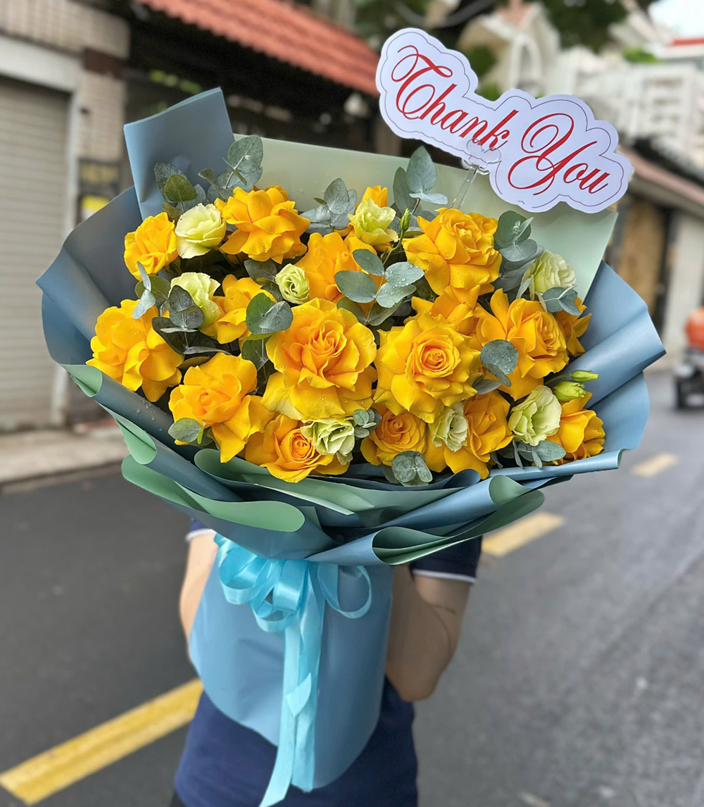 BÓ HOA HỒNG VÀNG - THANK YOU - BH156 1 BH156