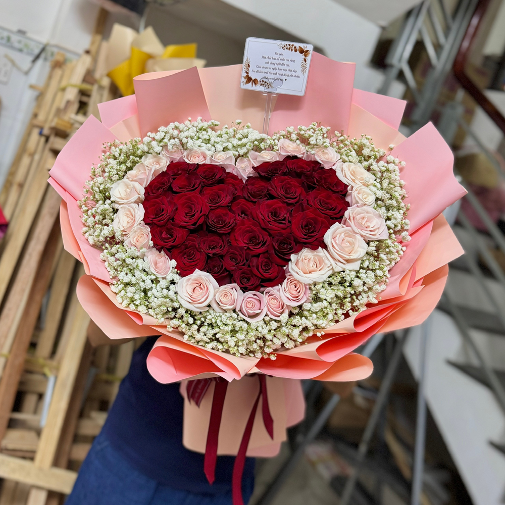 BÓ HOA TƯƠI TRÁI TIM - HAPPY VALENTINE'S DAY - BH165 6 BH165