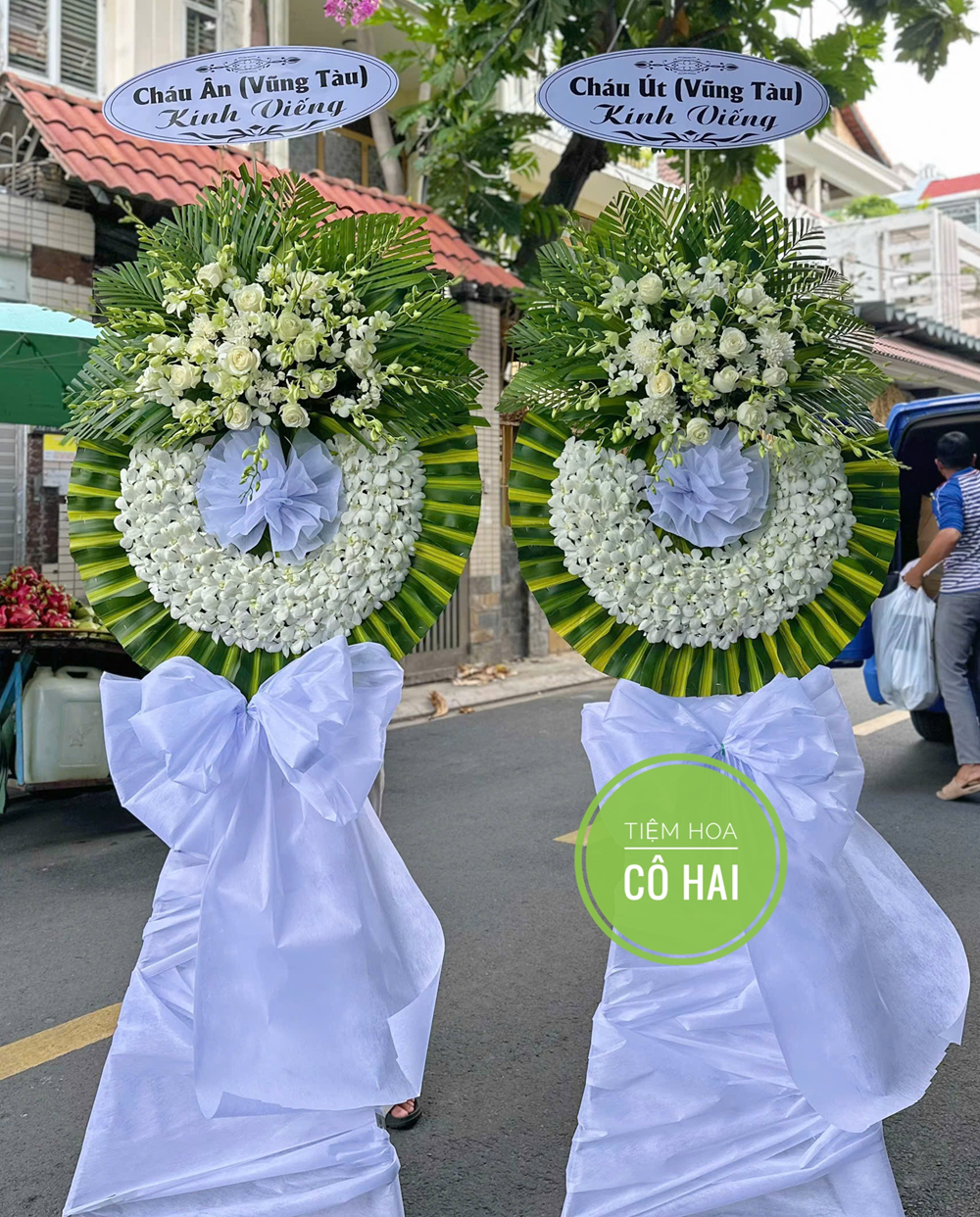 VÒNG HOA CHIA BUỒN TONE TRẮNG - VỀ VỚI CHÚA - CB052 1 CB052